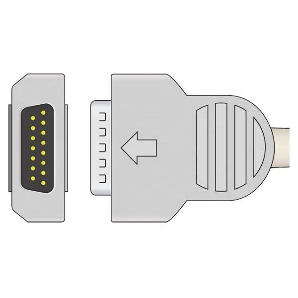 15 Pin Ekg Cable One Piece 10 Leads With Banana 4.0 Tpu Jacket 2029893-001