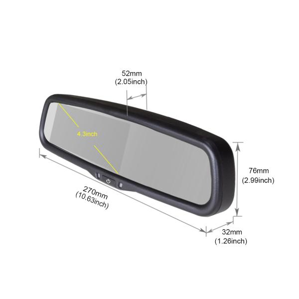 4.3" TFT LCD Car Backup Camera Mirror , Reverse Camera Mirror Kit WSVGA 1024 Resolution