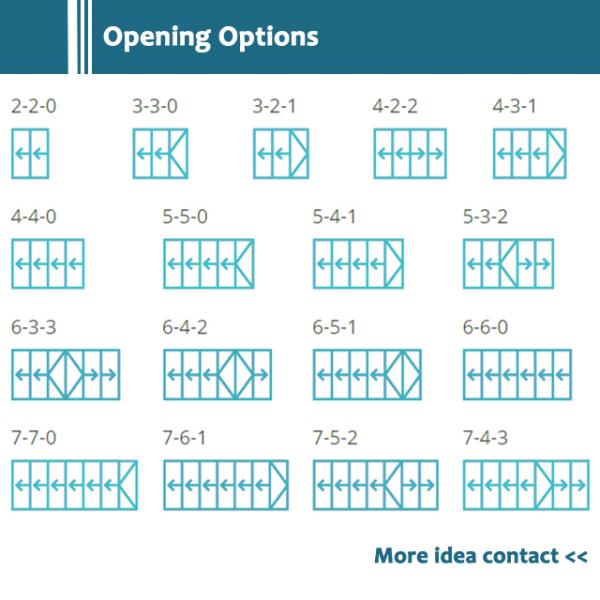 2.0mm Aluminum Folding Door Double Tempered Glass Accordion Door For Veranda