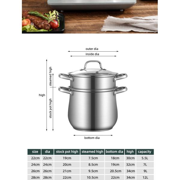 Hot Selling Kitchen Cooking Food Steamer Pot Cookware Cooking Stainless Steel Steamer Pot With Glass Lid