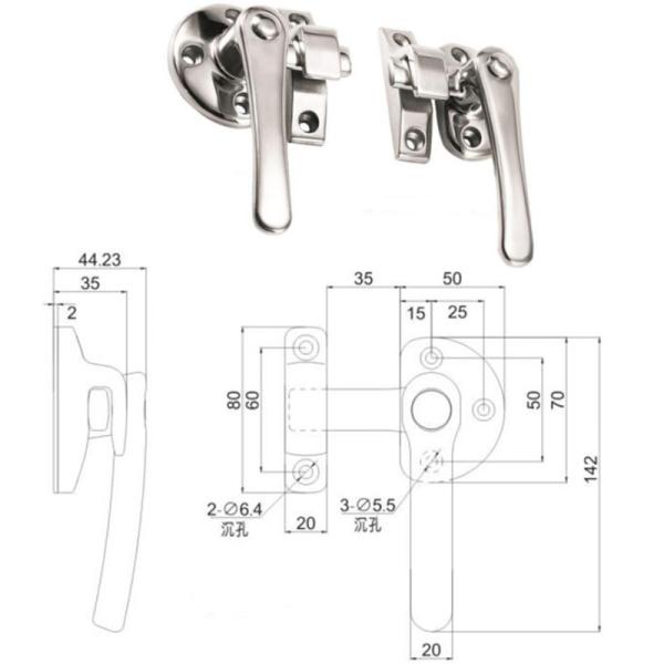 5mm Push Handle Lock 0.2 Inch Mirror Polishing