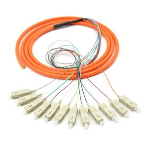 Quality Orange 12 core SC UPC optical fiber patch cord with CE , multimode fiber patch cord for sale