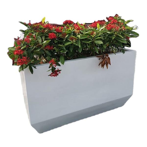 Metal white oblong flower pot large decorative rectangle flower box