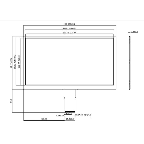 10 Inch TFT LCD Display Panel 1024x600 Capacitive Touch Panel 24BIT RGB Interface With USB