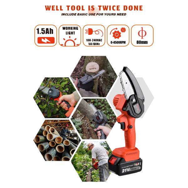 21V Wood Tile Battery Powered Circular Saw Cordless Saw Tools 1300mAH Lithium Battery