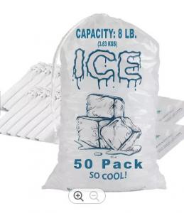 Quality 2kg / 3kg Freezer Ice Plastic Bags Drawstring Customized Printing for sale