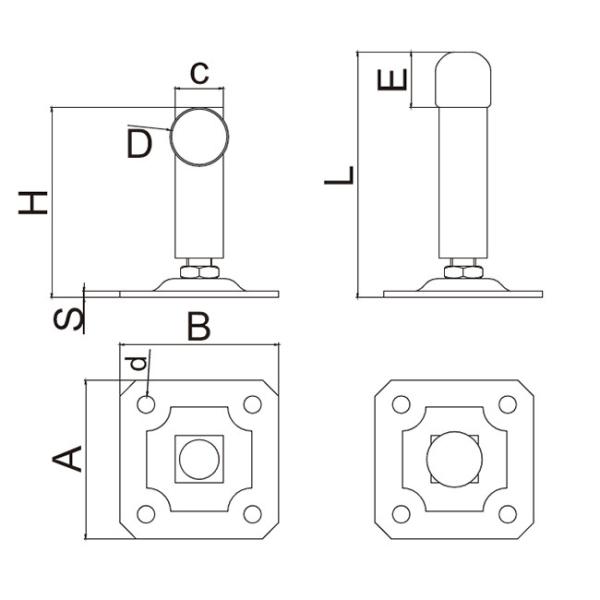 Glass Floor Electric Gate Stopper With Bolt Down Base Wall Install Kit