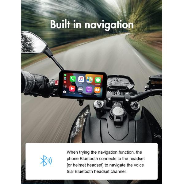 5-Inch Touch Motorcycle GPS Navigator Waterproof and CarPlay/Android Auto Integration