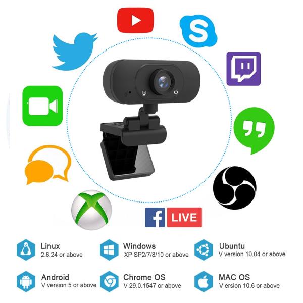 Fixed Focus 1080P HD Webcam USB Camera With MIC Microphone