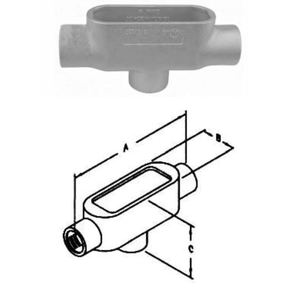 4 inch IMC Rigid Threaded Form 7 Conduit Bodies Type T Condulet Gray Iron