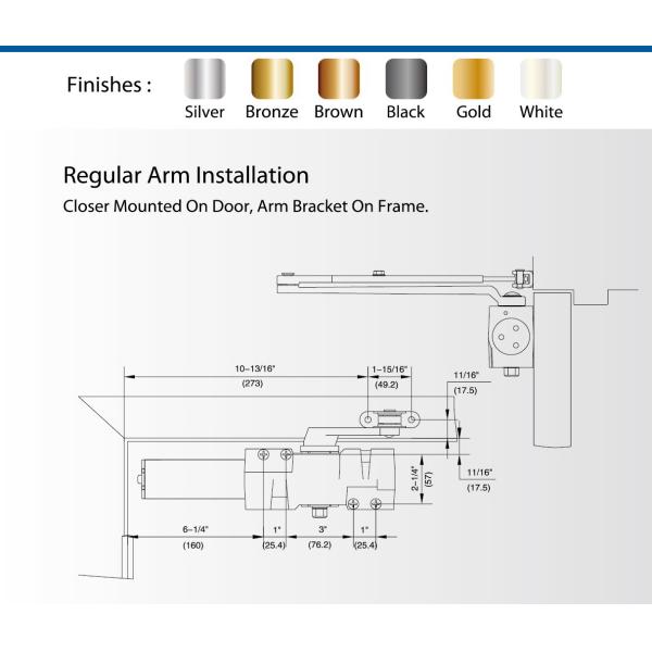Parallel Arm Cast Iron Door Closer , Hold Open Arm Extra Heavy Duty Door Closer