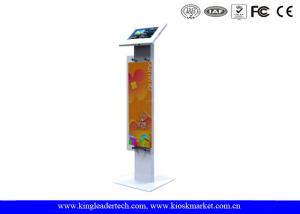 China Antitheft Metal Tablet Kiosk Stand With Long Billboard For Samsung Tab 10.1 on sale