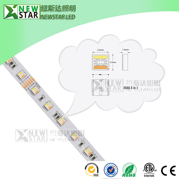 RGBCCT 5 in one LED five colors in one chip RGB WW W full color rgbwww 30 60 72leds 12v RGB+CCT DC24V LED Strip Lights