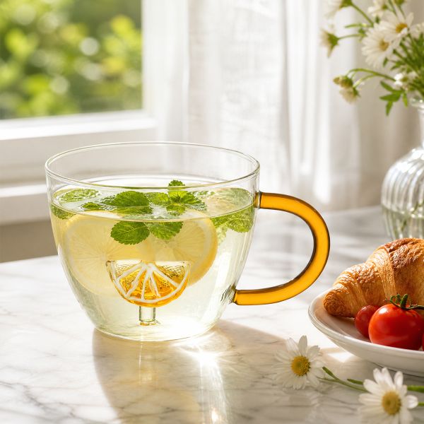 Double Wall Glass Coffee Cups Borosilicate Glass Stemware Mug Custom Logo Clear Design