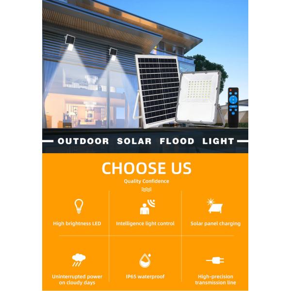 Garden LED Solar Outdoor Flood Lights With Remote Control High Luminous 6500K