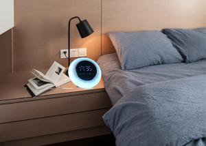 Quality Round Touch Light Alarm Clock With Bluetooth Speaker And Makeup Mirror 5V 1A for sale
