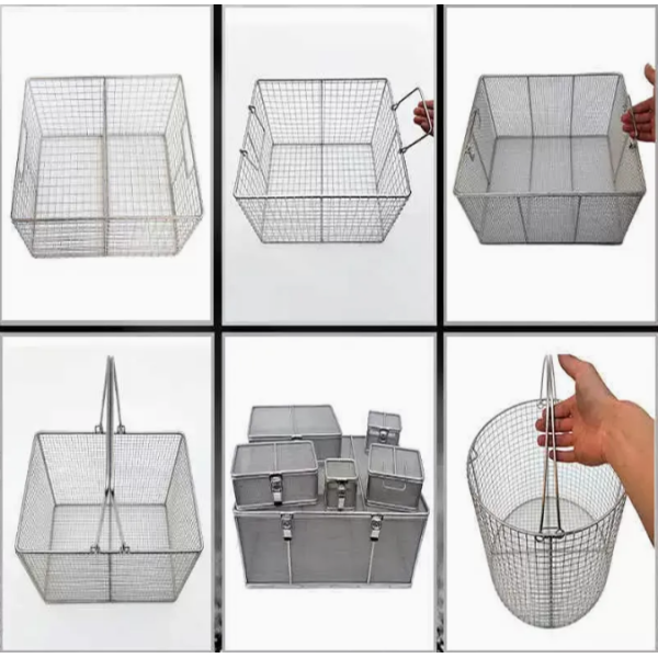 Insert Ultrasonic Cleaning Crimped Wire Mesh Sterilization Storage Stainless Steel Aluminum Polish Smooth Medical Equipment Container Tray Transportat