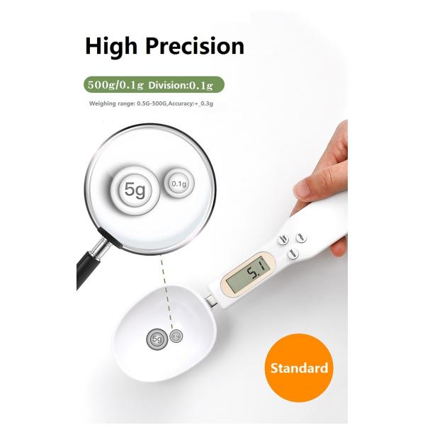500g 0.1g Digital Kitchen Scale Cooking Food Weighing Spoon Measure LCD Display Button Battery Included High Precision