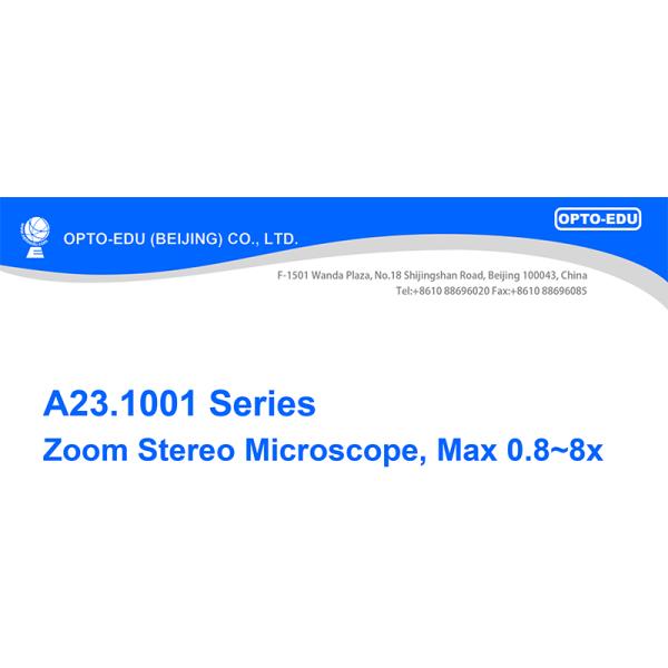 Inclined Head A23.1001 Stereo Zoom Binocular Microscope Max 0.8~8x