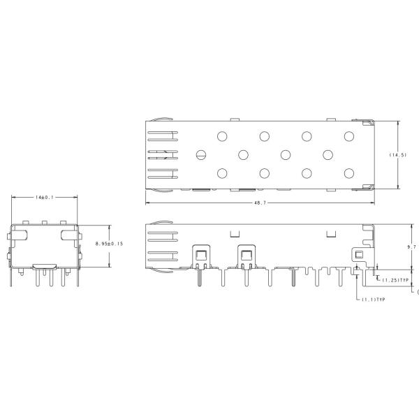 2227303-1 SFP Cage 4Gb/s Single Port High-Performance Pluggable I/O