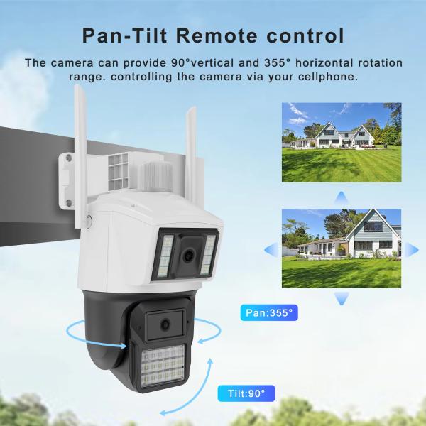 Outdoor Dual Lens AI Wireless Ip Dome Camera HD Cctv Wifi Dual Light Camera Smart Two-way Audio PTZ Security Camera