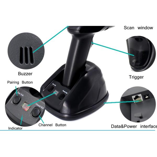 Wireless Hands Free Barcode Scanner / 1D Laser Scanner Long Distance Transmission