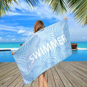 Quality RPET Waffle Microfiber Custom Embroidered Beach Towels Blankets Sample Free for sale