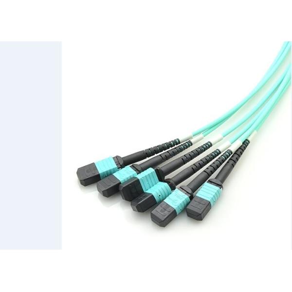 12 Fiber Optic Patch Cord Aqua Color MPO - MPO LSZH SM / MM For Broadband