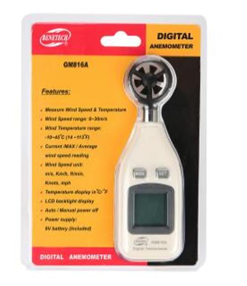 LCD 9V 65mph 3mA Handheld Air Flow Meter