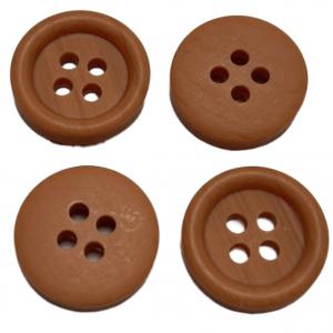 Quality Faux Wood Polyester Buttons Four Hole 26L Apricot Color Round Shape With Rim for sale