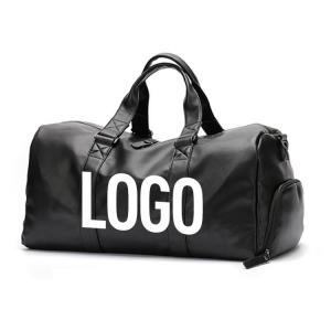 Quality Custom Logo Luxury Designer PU Leather Gym Sport Duffle Bag with Shoe Compartment Weekender Travel Bags for Men for sale