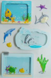 China Window Removable Vintage Toy Stickers Die Cut Sea World Fishes Designs on sale