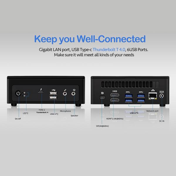 11th Gen CPU Mini Desktop Computer Tiger Lake i71165G7 11th PC RAM DDR4 NVME Display Port