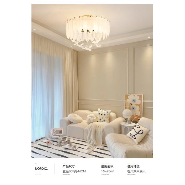 Creative Glass Feather Chandelier Modern Living Bedroom Kitchen Island Hanging(WH-CY-252)