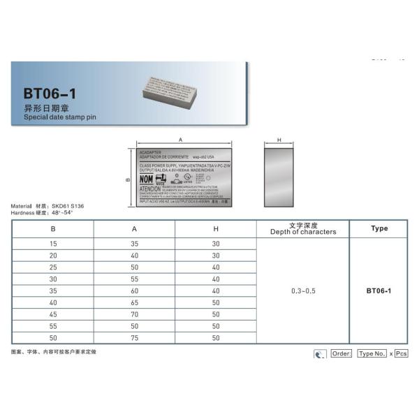 High Precision Special Mold Date Insert 48 54HRC Hardness Mold Date Inserts