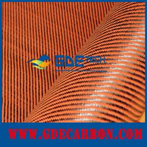 Orange/ black carbon kevlar fabric