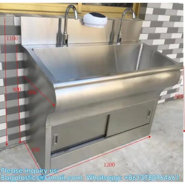 Hand Washing Sink Wash Basin With Automatic Sensor And Mirror Customized Scrub Sink Induction Pedal Operated