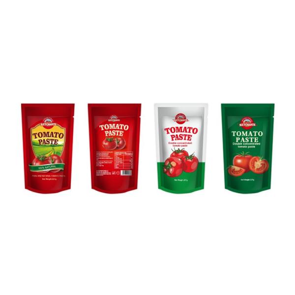 ISO Pouch Tomato Paste 227g Double Concentrated Tomato Paste With Purity Ranging From 30% To 100%