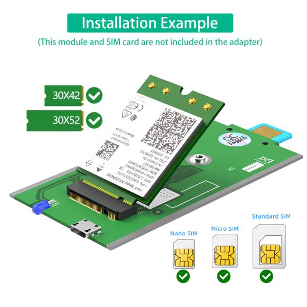 NGFF(M.2) B-key Module To USB Adapter With SIM Card Slot For WWAN/LTE/4G Module Wireless Network Card Adapter