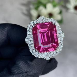 Quality 2040C Trigonal Pink Sapphire And Diamond Ring Sapphire Stone Ring for sale