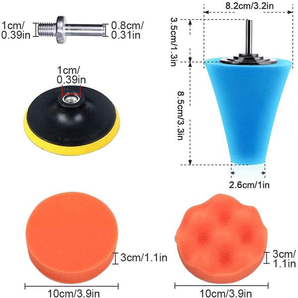 2.5cm Thick Drill Buffing Polishing Pads Wheel 14Pcs Car Buffer Kit