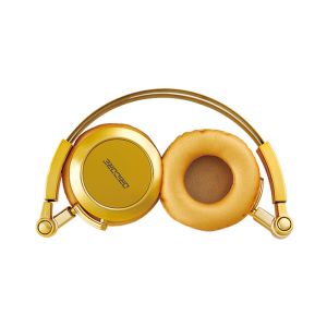 Quality Golden Retractable Wired Stereo Headset Music Cell Phone Headphones for sale