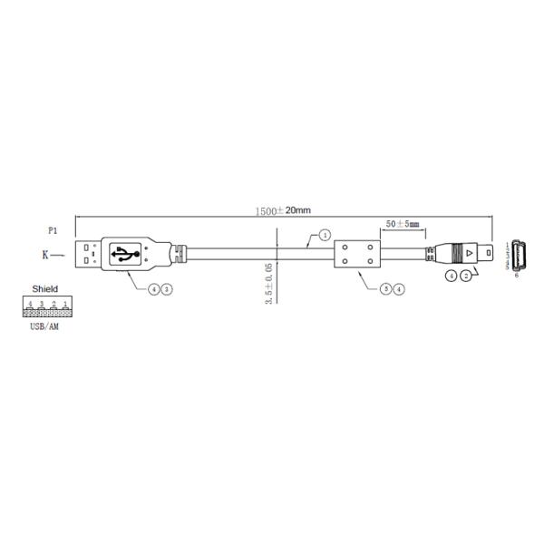 4.0mm Braided Mini USB Extension Cord , Data Transfer High Speed USB Cable