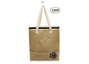 Quality Natural Jute Cooler Tote Bag Small Insulated Tote Bags With Cotton Twill Handles for sale