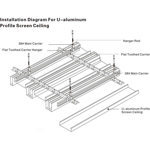 Subway Station Decorative Aluminium Baffle Ceiling Wood Grian Lightweight