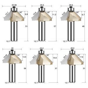 Tideway Customizable CNC Woodworking Router Bits 45 Degree Tungsten Carbide