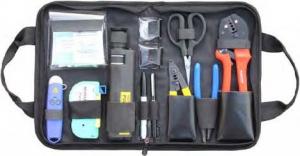 Quality Variety Convenient Black Fiber Optic Hand Tool Bags / Fiber Termination Kit With Zipper for sale