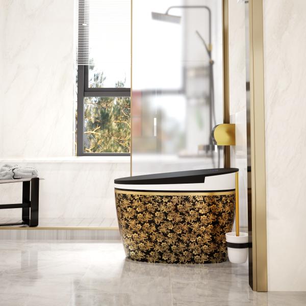 S Trap Elongated 1 Piece Smart Toilet High Efficiency Automatic Flush