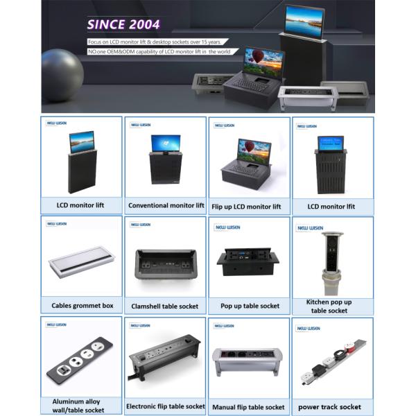 Desktop Wall Grade Track Power Socket Rail Outlet with 0.6/0.8/1.0/1.2/1.5M Length