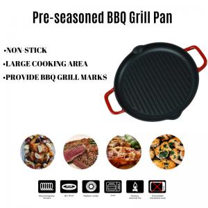 China Customized Stove Top Grill Pan Enamel Coating With Two Handles on sale